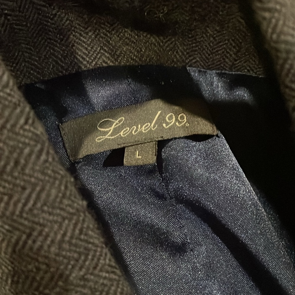 Level 99 Blue Gray Herringbone Pattern Wool Blaze… - image 8